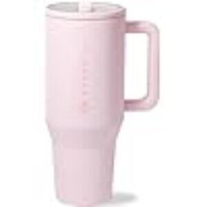 32 oz Insulated Water Bottle • Handle & Flip Straw • Pink Sand